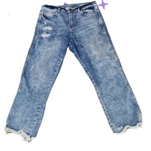 Juniors 13 Arizona highest rise slim straight jeans raw edge distressed